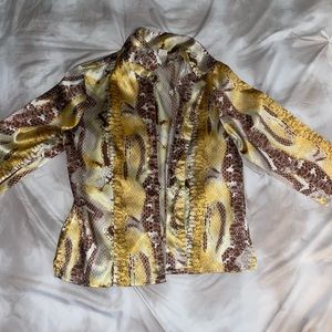 Vintage silk snake print button up